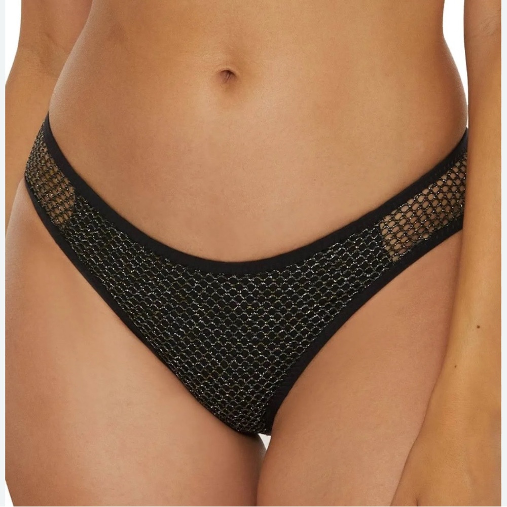 BECCA Black Metallic Mesh bikini bottoms